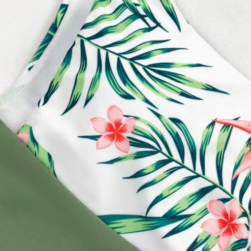 Tropical Patchwork Wrap One Piece Swimsuit - Image 4