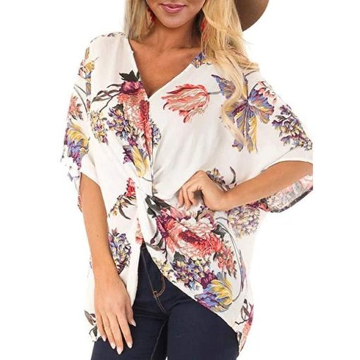 Concise Bohemia Style Women's Floral Printed V Neck - Image 9