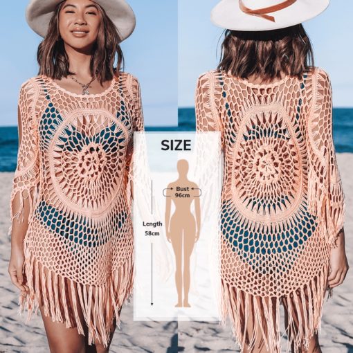 Crochet Bikini Cover Up with Fringe - Image 5