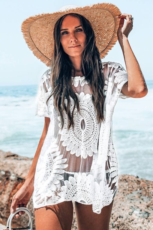 White Sun Floral Cover Up
