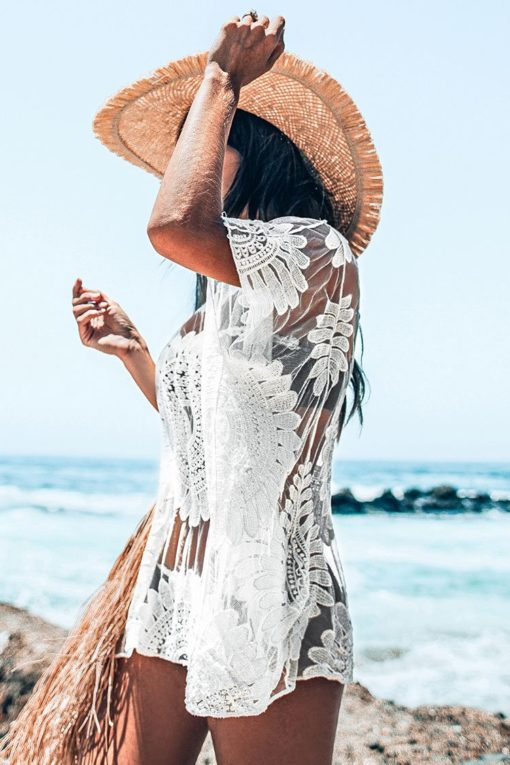 bohemian White Sun Floral Cover Up