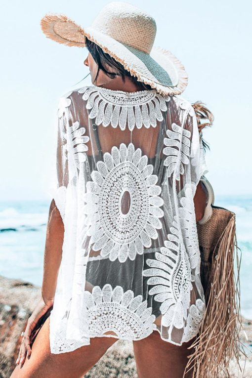 boho chi White Sun Floral Cover Up
