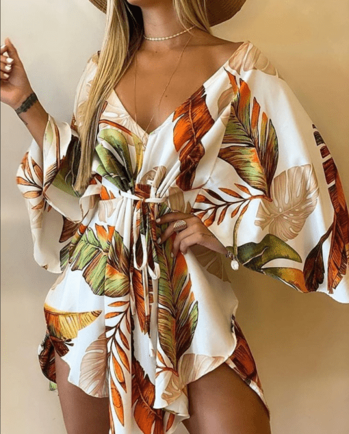 tropical print mini dress